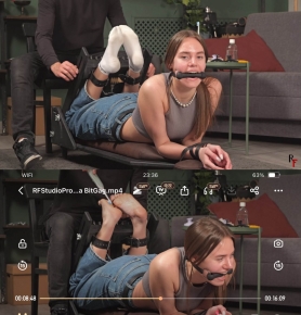 RFStudioProduction C Lali C Foot Tickling in a Special Device with a BitGag